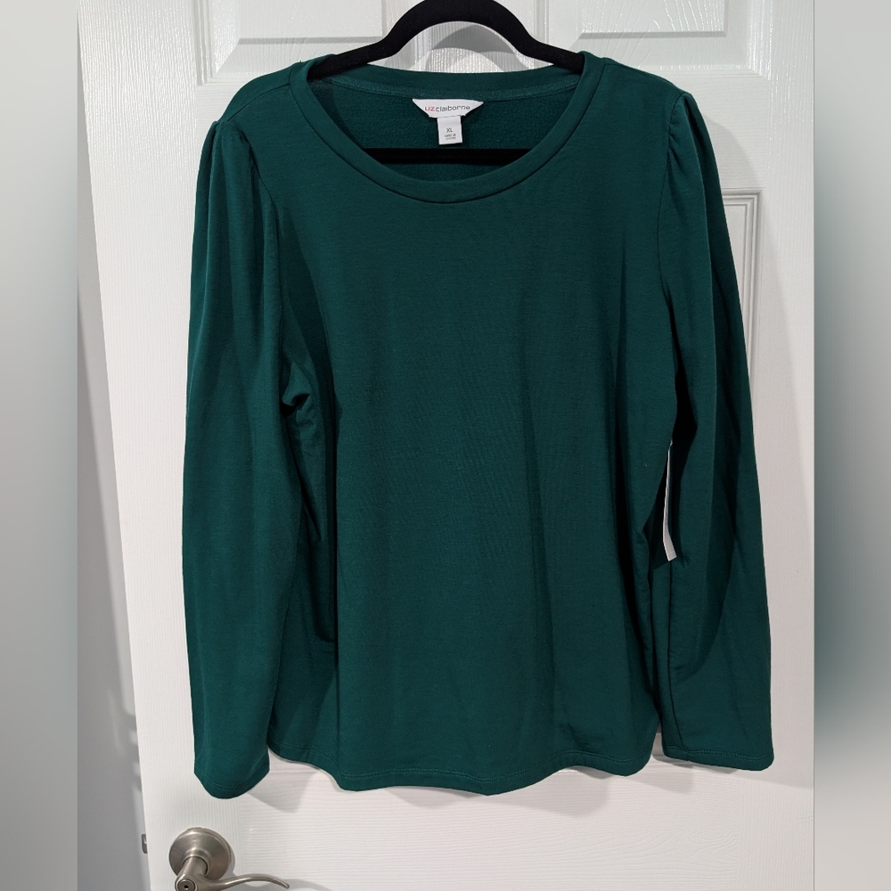 NWT Liz Claiborne Botanical Green Long Sleeve Blouse in Size XL